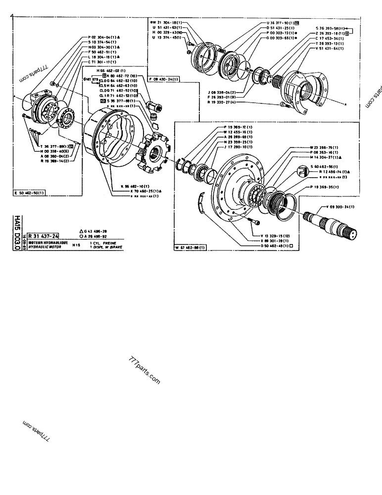 Part diagram HYDRAULIC MOTOR H 15 1 DISPL. W. BRAKE - CRAWLER EXCAVATORS Case 170B (CASE CRAWLER EXCAVATOR (S/N 1501-) (S/N 12501-) (EUROPE) (2/87-12/89)) | 777parts.com