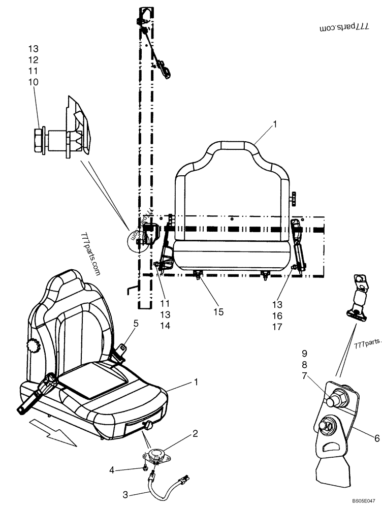 Part diagram SEAT, MOUNTING - SUSPENSION - COMPACT TRACK LOADERS Case 420CT (COMPACT TRACK LOADER - BSN N7M455401 (2/06-12/07)) | 777parts.com