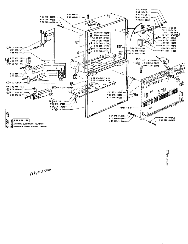 Part diagram UPPERSTRUCTURE ELECTRIC CABINET - CRAWLER EXCAVATORS Case 170B (CASE CRAWLER EXCAVATOR (S/N 1501-) (S/N 12501-) (EUROPE) (2/87-12/89)) | 777parts.com