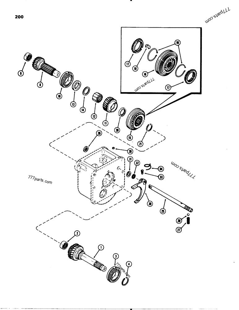 Shuttle Input Gear, 2-speed Mechanical Shuttle - Loader Backhoes Case 