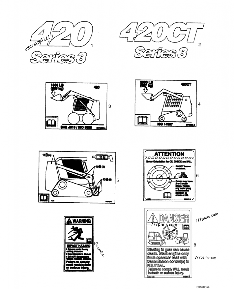 Part diagram DECALS - COMPACT TRACK LOADERS Case 420CT (COMPACT TRACK LOADER - SERIES 3, ASN N7M455401 (1/08-3/11)) | 777parts.com