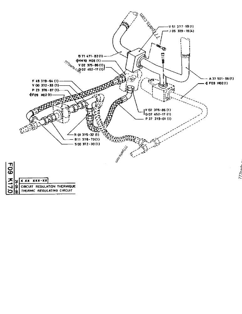 Part diagram THERMIC REGULATING CIRCUIT - CRAWLER EXCAVATORS Case 170B (CASE CRAWLER EXCAVATOR (S/N 1501-) (S/N 12501-) (EUROPE) (2/87-12/89)) | 777parts.com
