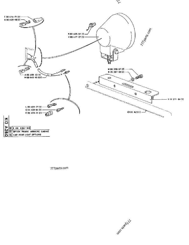 Part diagram CAB REAR LIGHT OPTIONS - CRAWLER EXCAVATORS Case 170B (CASE CRAWLER EXCAVATOR (S/N 1501-) (S/N 12501-) (EUROPE) (2/87-12/89)) | 777parts.com