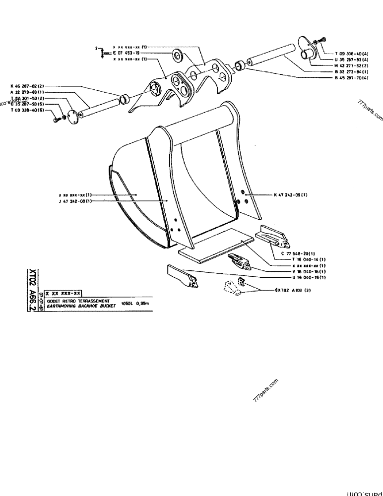 Part diagram EARTHMOVING BACKHOE BUCKET 1050L 0,95M - CRAWLER EXCAVATORS Case 170B (CASE CRAWLER EXCAVATOR (S/N 1501-) (S/N 12501-) (EUROPE) (2/87-12/89)) | 777parts.com