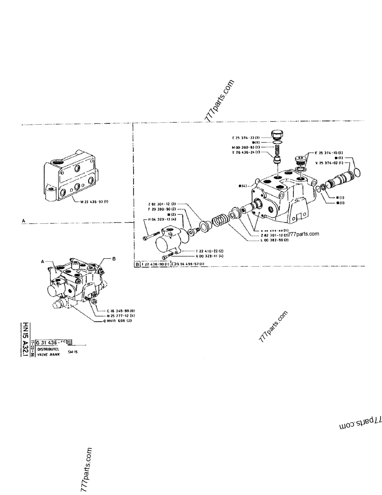 Part diagram VALVE BANK SM 15 - CRAWLER EXCAVATORS Case 170 (POCLAIN CRAWLER EXCAVATOR (S/N 12341 TO 12492) (5/85-12/92)) | 777parts.com