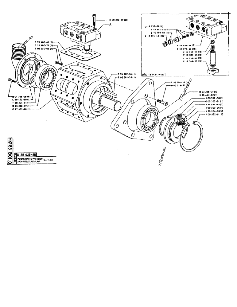 Part diagram HIGH PRESSURE PUMP 6X 14SH - CRAWLER EXCAVATORS Case 170B (CASE CRAWLER EXCAVATOR (S/N 1501-) (S/N 12501-) (EUROPE) (2/87-12/89)) | 777parts.com