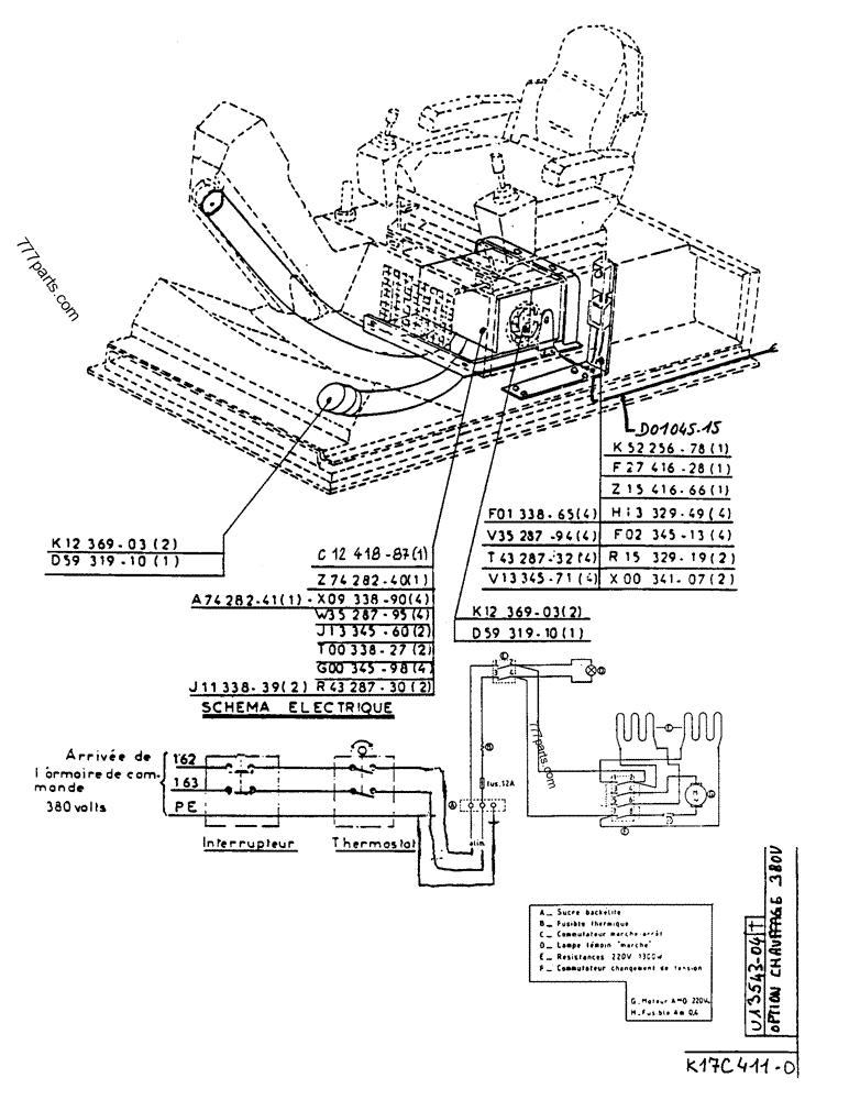 Part diagram HEATING OPTION 380V - CRAWLER EXCAVATORS Case 170F (POCLAIN EXCAVATOR W/ELECTRIC MOTOR (132KW 380V) (1/85-12/92)) | 777parts.com