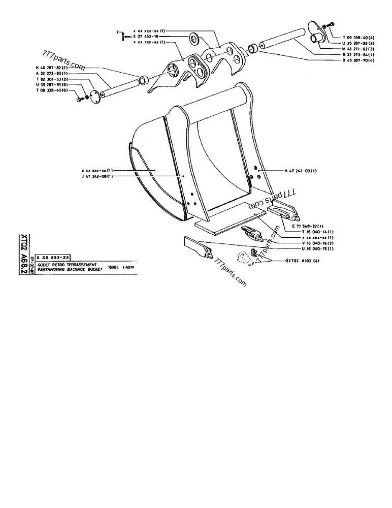 Part diagram EARTHMOVING BACKHOE BUCKET 1600L 1,40M - CRAWLER EXCAVATORS Case 170B (CASE CRAWLER EXCAVATOR (S/N 1501-) (S/N 12501-) (EUROPE) (2/87-12/89)) | 777parts.com