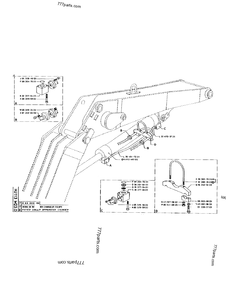 Part diagram FITTED LOADER DIPPERSTICK CYLINDER - CRAWLER EXCAVATORS Case 170 (POCLAIN CRAWLER EXCAVATOR (S/N 12341 TO 12492) (5/85-12/92)) | 777parts.com