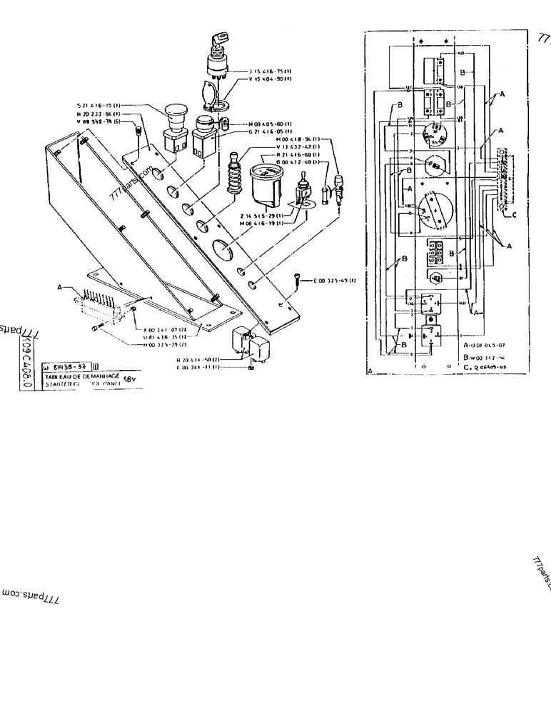Part diagram STARTER CONTROL PANEL 48V - CRAWLER EXCAVATORS Case 170F (POCLAIN EXCAVATOR W/ELECTRIC MOTOR (132KW 380V) (1/85-12/92)) | 777parts.com