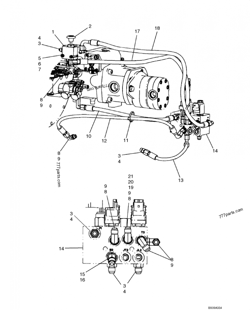 Part diagram HYDROSTATICS - MULTI VALVE (440 WITH PILOT CONTROL) - COMPACT TRACK LOADERS Case 440CT (COMPACT TRACK LOADER - SERIES 3, ASN N7M483467 (1/08-3/11)) | 777parts.com