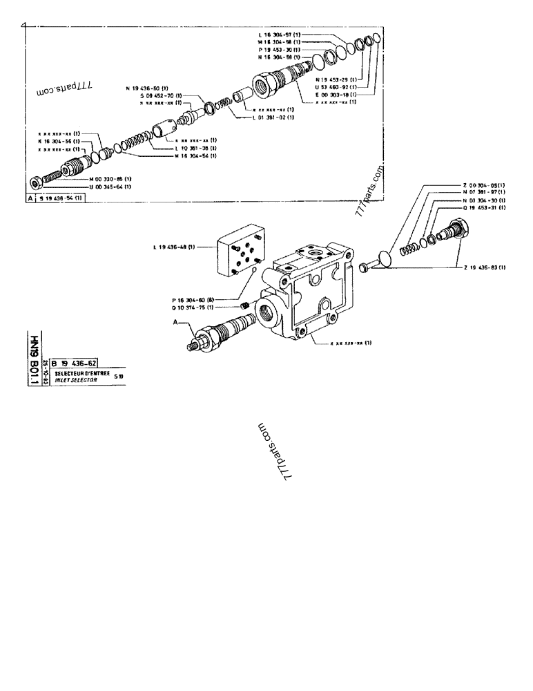 Part diagram INLET SELECTOR S19 - CRAWLER EXCAVATORS Case 170B (CASE CRAWLER EXCAVATOR (S/N 1501-) (S/N 12501-) (EUROPE) (2/87-12/89)) | 777parts.com
