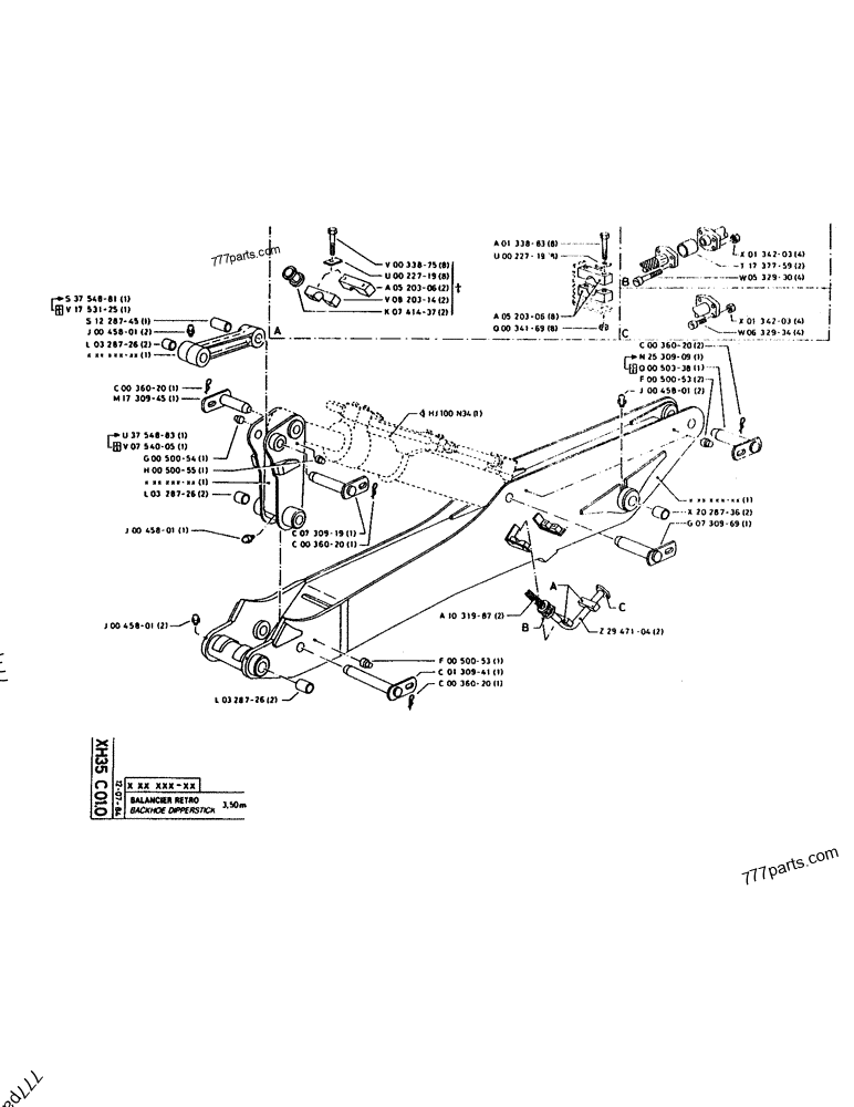 Part diagram BACKHOE DIPPERSTICK - CRAWLER EXCAVATORS Case 160CL (POCLAIN CRAWLER EXCAVATOR (S/N 8321 & AFTER) (5/76-12/82)) | 777parts.com