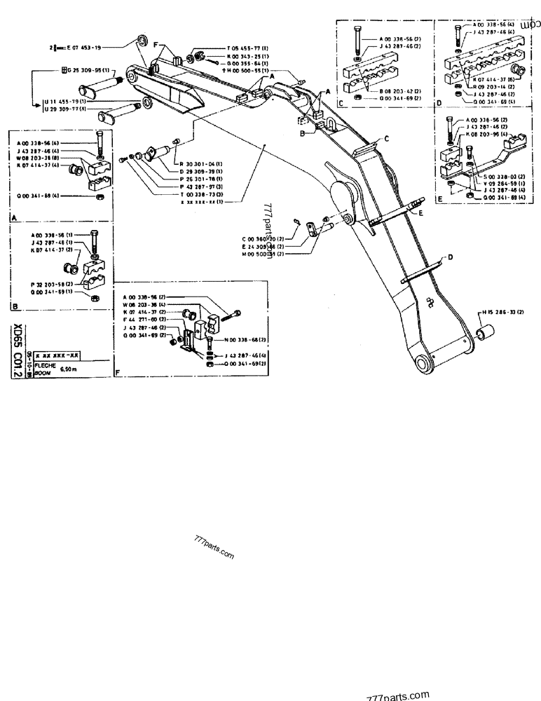Part diagram BOOM 6,50M - CRAWLER EXCAVATORS Case 170B (CASE CRAWLER EXCAVATOR (S/N 1501-) (S/N 12501-) (EUROPE) (2/87-12/89)) | 777parts.com