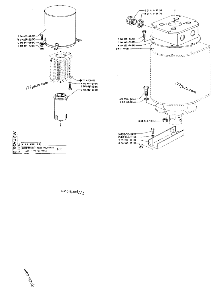 Part diagram SWING JOINT FITTINGS 31P - CRAWLER EXCAVATORS Case 170FG (POCLAIN EXCAVATOR W/ELECTRIC MOTOR (75KW 380V) (1/85-12/92)) | 777parts.com