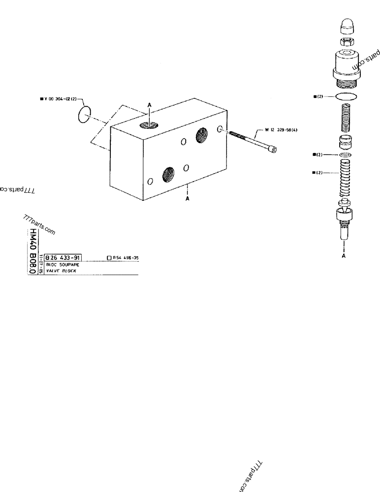 Part diagram VALVE BLOCK - CRAWLER EXCAVATORS Case 170F (POCLAIN EXCAVATOR W/ELECTRIC MOTOR (132KW 380V) (1/85-12/92)) | 777parts.com