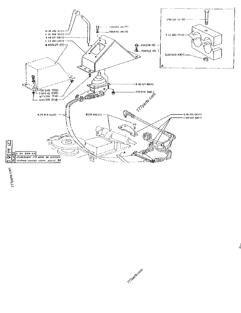 Part diagram GEARBOX CONTROL COMPL. ACCESS. 2M - CRAWLER EXCAVATORS Case 170B (POCLAIN EXCAVATOR - RAISED CAB AND CAB GUARD (1/85-12/89)) | 777parts.com