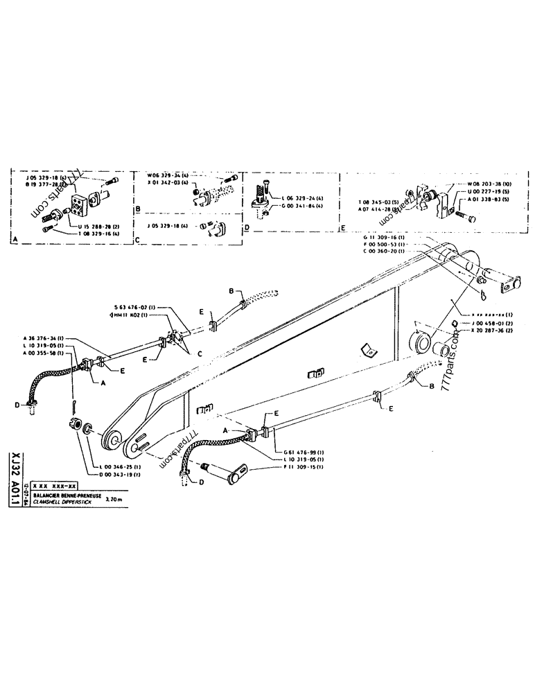 Part diagram CLAMSHELL DIPPERSTICK - CRAWLER EXCAVATORS Case 160CL (POCLAIN CRAWLER EXCAVATOR (S/N 8321 & AFTER) (5/76-12/82)) | 777parts.com