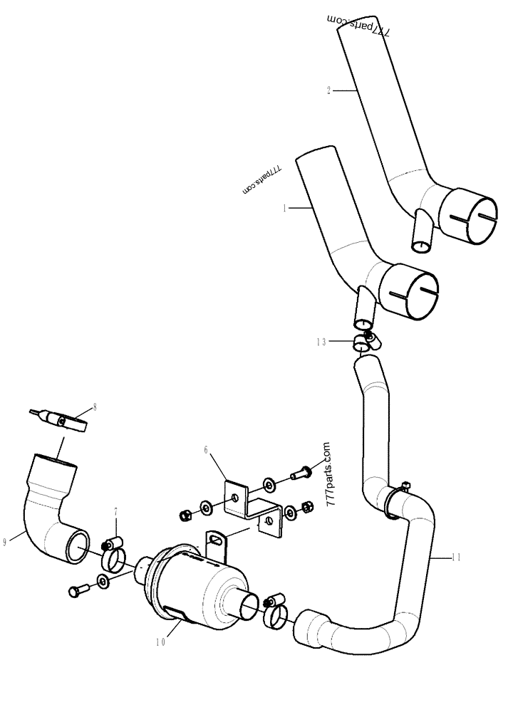 Part diagram EXHAUST SYSTEM - ASPIRATOR; 420-ASN 413504; 420CT-ASN 414490 - COMPACT TRACK LOADERS Case 420CT (COMPACT TRACK LOADER - SERIES 3, ASN N7M455401 (1/08-3/11)) | 777parts.com