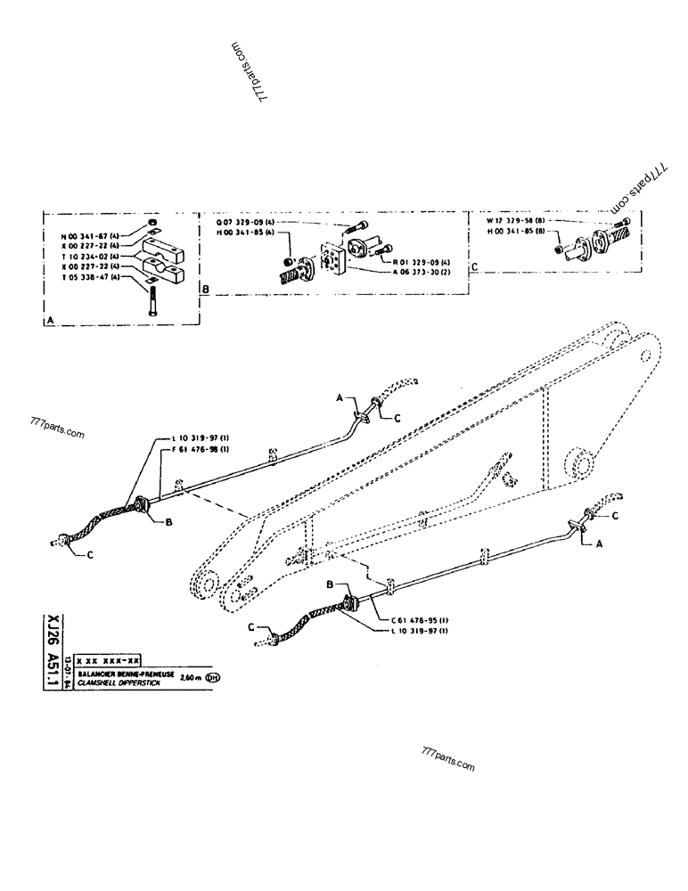 Part diagram CLAMSHELL DIPPERSTICK - CRAWLER EXCAVATORS Case 160CL (POCLAIN CRAWLER EXCAVATOR (S/N 8321 & AFTER) (5/76-12/82)) | 777parts.com