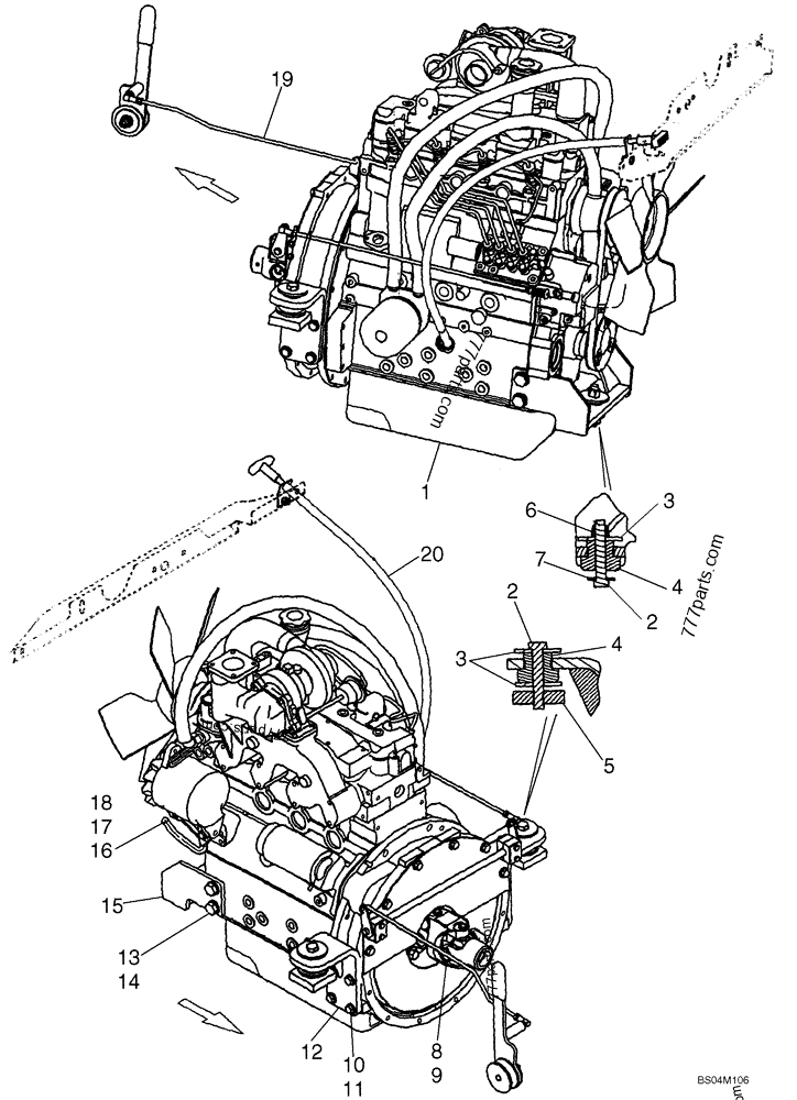 Part diagram ENGINE - MOUNTING - COMPACT TRACK LOADERS Case 420CT (COMPACT TRACK LOADER - BSN N7M455401 (2/06-12/07)) | 777parts.com