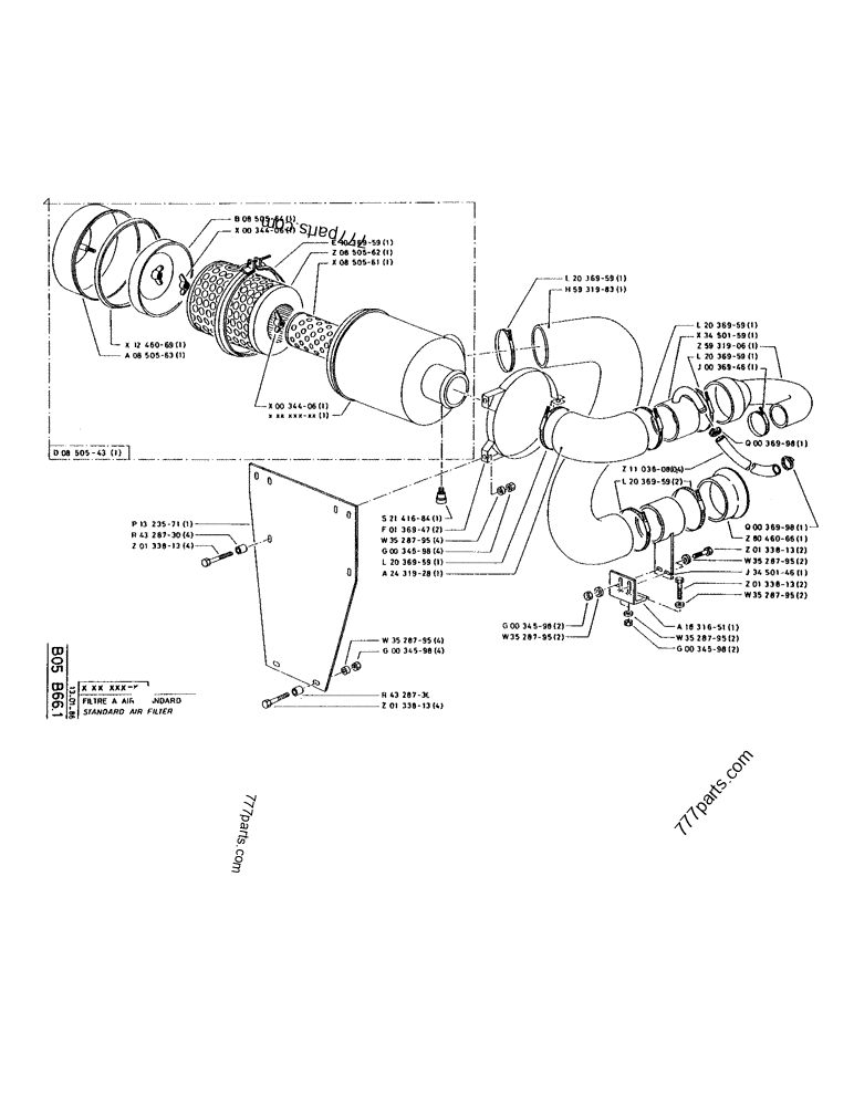 Part diagram STANDARD AIR FILTER - CRAWLER EXCAVATORS Case 170 (POCLAIN CRAWLER EXCAVATOR (S/N 12341 TO 12492) (5/85-12/92)) | 777parts.com