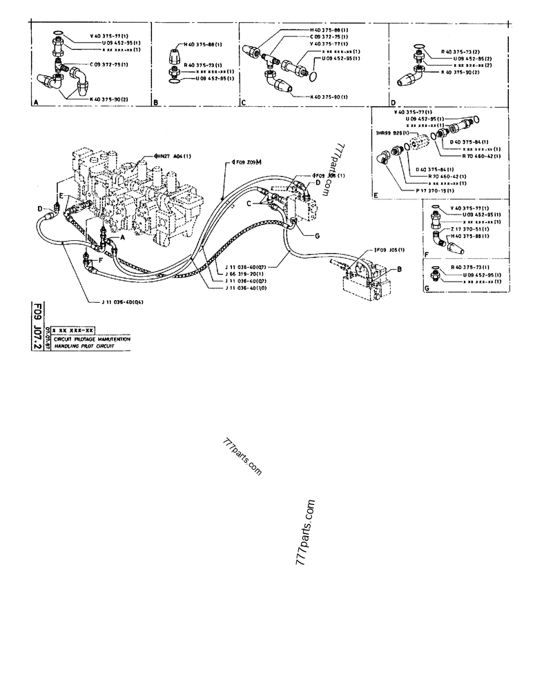 Part diagram HANDLING PILOT CIRCUIT - CRAWLER EXCAVATORS Case 170B (CASE CRAWLER EXCAVATOR (S/N 1501-) (S/N 12501-) (EUROPE) (2/87-12/89)) | 777parts.com