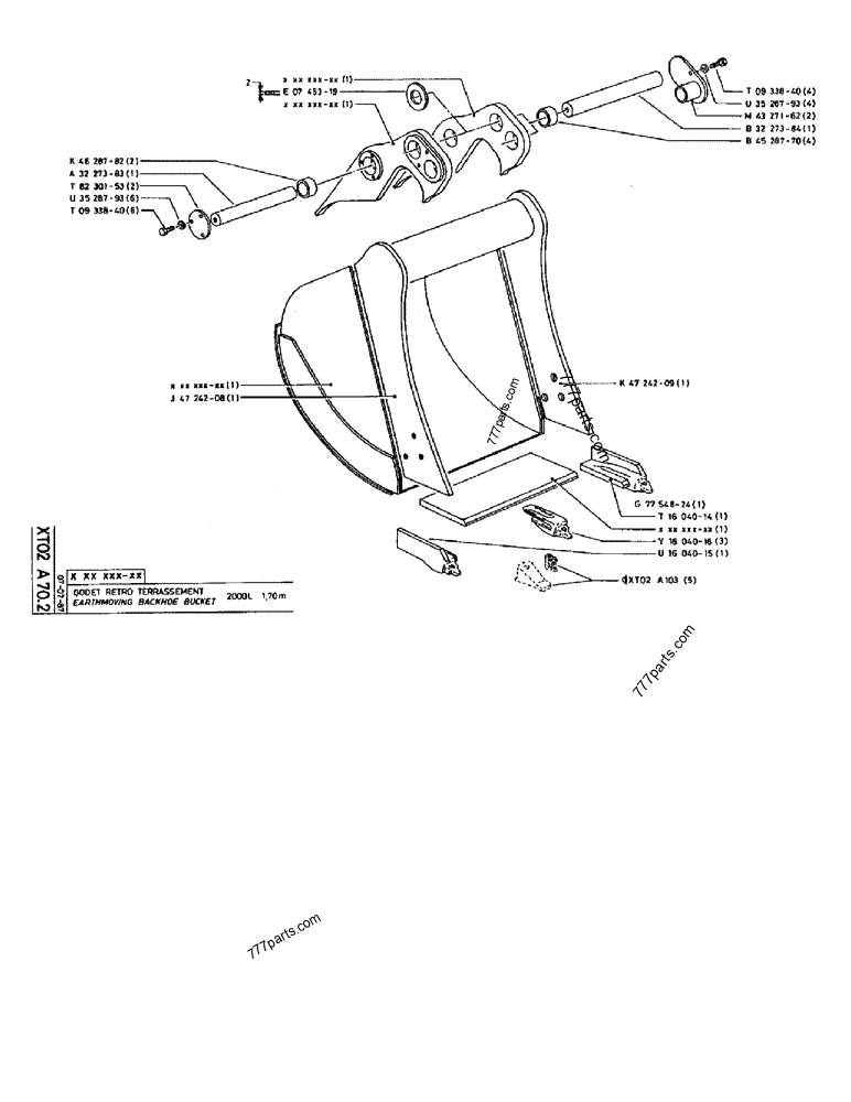 Part diagram EARTHMOVING BACKHOE BUCKET 2000L 1,70M - CRAWLER EXCAVATORS Case 170B (CASE CRAWLER EXCAVATOR (S/N 1501-) (S/N 12501-) (EUROPE) (2/87-12/89)) | 777parts.com