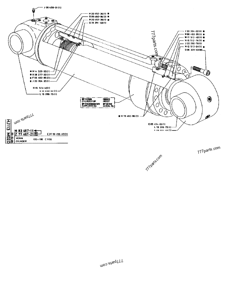 Part diagram CYLINDER 120 X 180 C 1130 - CRAWLER EXCAVATORS Case 170B (CASE CRAWLER EXCAVATOR (S/N 1501-) (S/N 12501-) (EUROPE) (2/87-12/89)) | 777parts.com