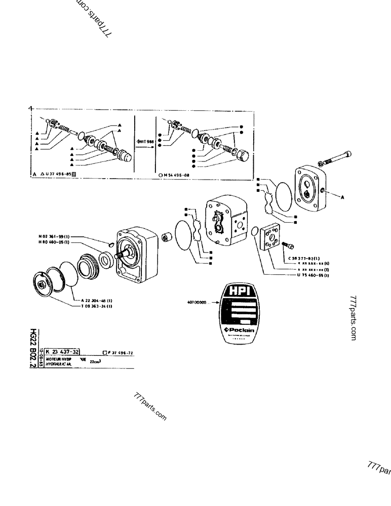 Part diagram HYDRAULIC MOTOR 22CM³ - CRAWLER EXCAVATORS Case 170 (POCLAIN CRAWLER EXCAVATOR (S/N 12341 TO 12492) (5/85-12/92)) | 777parts.com