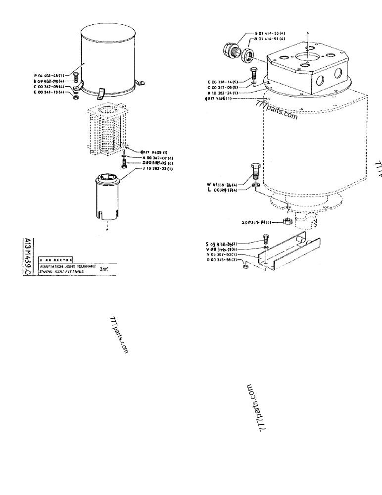 Part diagram SWING JOINT FITTINGS 31P - CRAWLER EXCAVATORS Case 170F (POCLAIN EXCAVATOR W/ELECTRIC MOTOR (132KW 380V) (1/85-12/92)) | 777parts.com