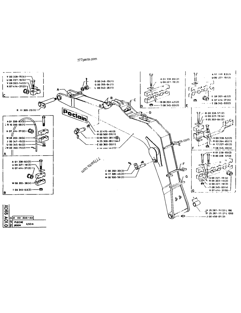 Part diagram BOOM - CRAWLER EXCAVATORS Case 160CL (POCLAIN CRAWLER EXCAVATOR (S/N 8321 & AFTER) (5/76-12/82)) | 777parts.com