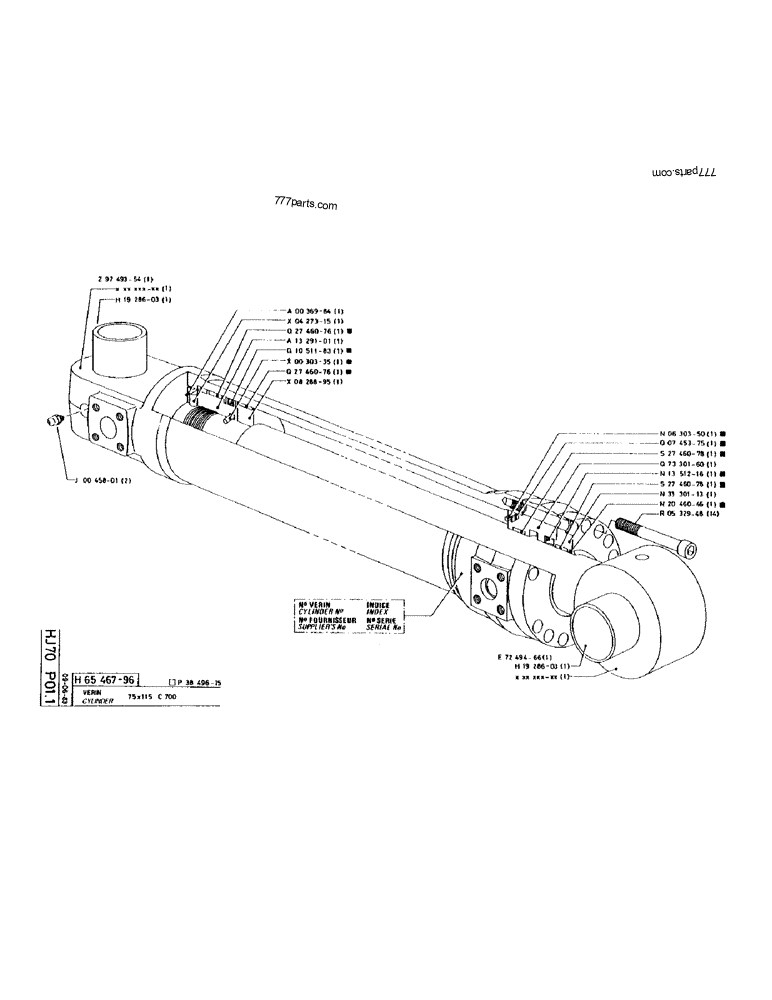 Part diagram CYLINDER 75X115 C700 - CRAWLER EXCAVATORS Case 170 (POCLAIN CRAWLER EXCAVATOR (S/N 12341 TO 12492) (5/85-12/92)) | 777parts.com