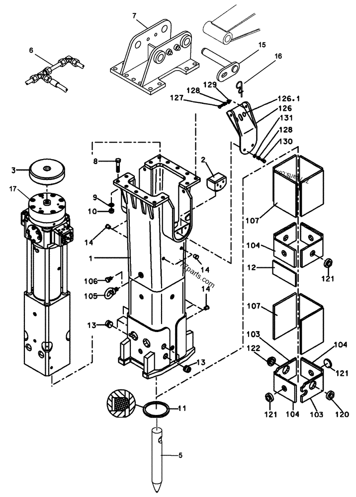 Part diagram HYDRAULIC ROCKBREAKER - VERSION : BRETEC CB3750S - CE ATTACHMENTS Case CB3750S (EXCAVATOR HYDRAULIC ROCKBREAKER (1/05-)) | 777parts.com