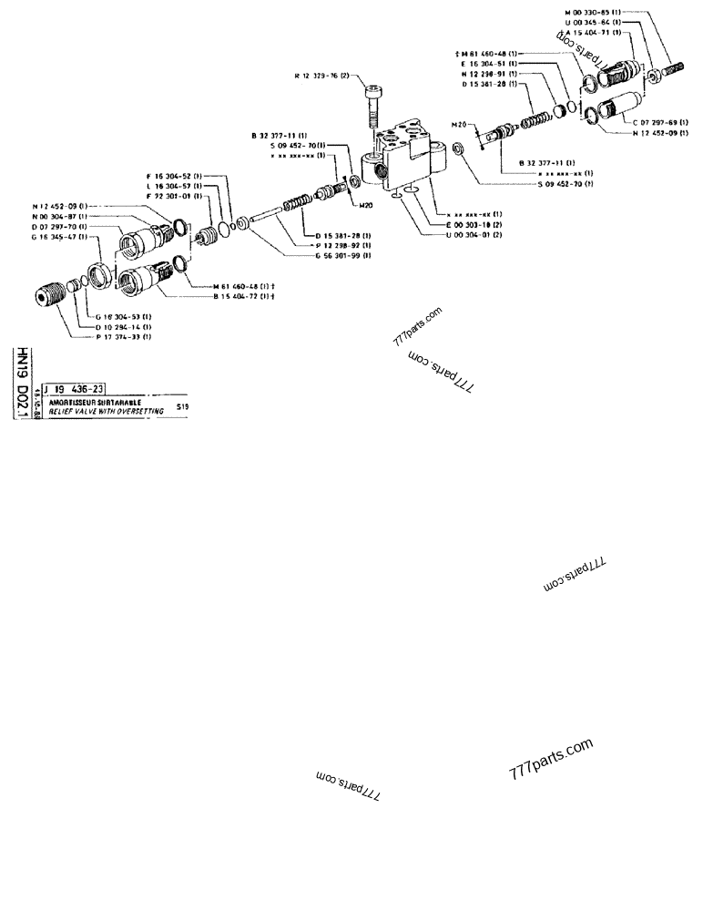 Part diagram RELIEF VALVE WITH OVERSETTING S19 - CRAWLER EXCAVATORS Case 170FG (POCLAIN EXCAVATOR W/ELECTRIC MOTOR (75KW 380V) (1/85-12/92)) | 777parts.com