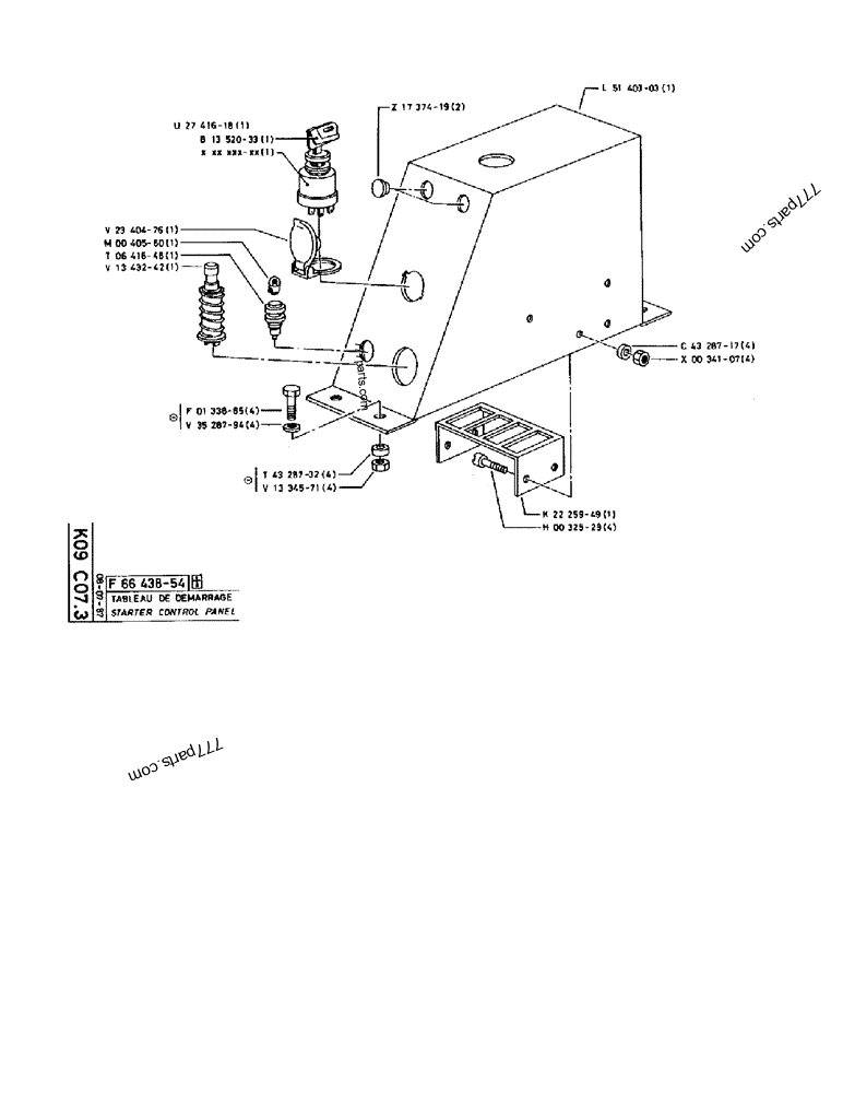 Part diagram STARTER CONTROL PANEL - CRAWLER EXCAVATORS Case 170B (CASE CRAWLER EXCAVATOR (S/N 1501-) (S/N 12501-) (EUROPE) (2/87-12/89)) | 777parts.com