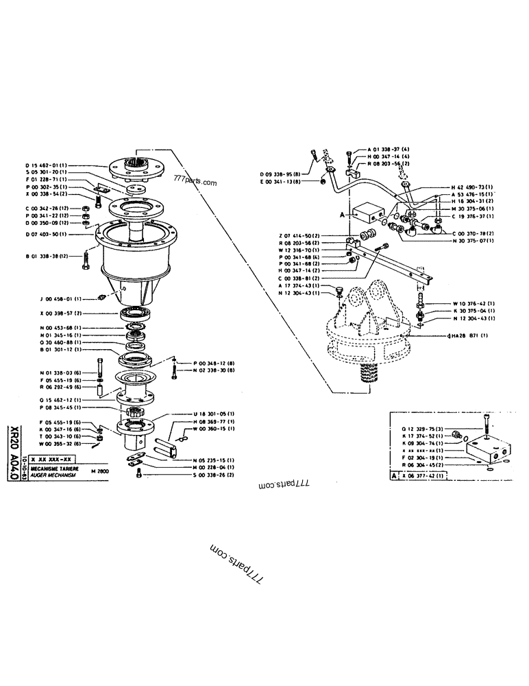 Part diagram AUGER MECHANISM - CRAWLER EXCAVATORS Case 160CL (POCLAIN CRAWLER EXCAVATOR (S/N 8321 & AFTER) (5/76-12/82)) | 777parts.com