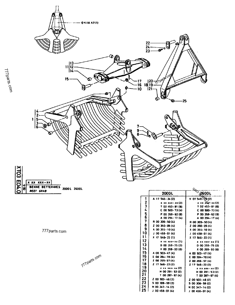 Part diagram BEET GRAB - CRAWLER EXCAVATORS Case 160CL (POCLAIN CRAWLER EXCAVATOR (S/N 8321 & AFTER) (5/76-12/82)) | 777parts.com