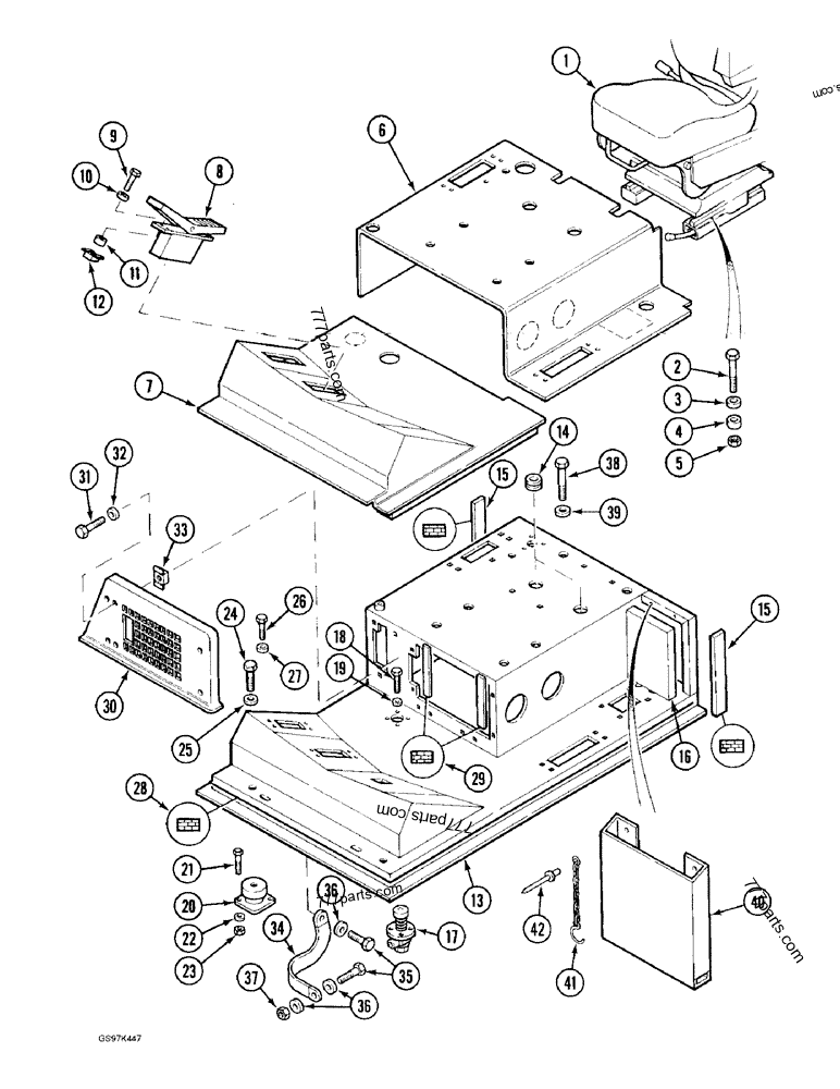 Part diagram SEAT MOUNTING AND FLOOR PLATE - CRAWLER EXCAVATORS Case 170C (CASE CRAWLER EXCAVATOR (1/90-12/91)) | 777parts.com