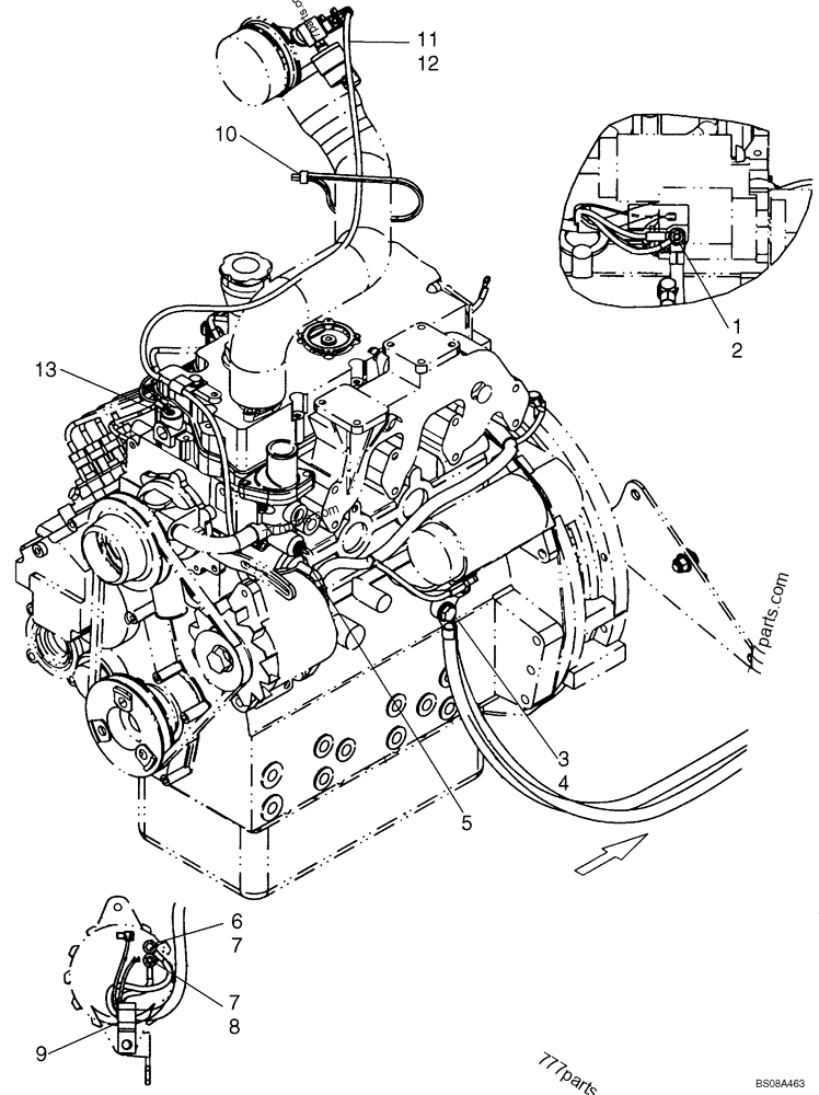 Part diagram ENGINE, ELECTRICAL - COMPACT TRACK LOADERS Case 420CT (COMPACT TRACK LOADER - BSN N7M455401 (2/06-12/07)) | 777parts.com