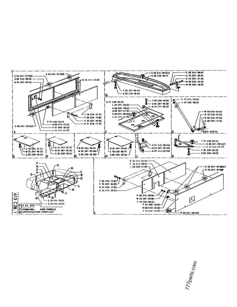 Part diagram UPPERSTRUCTURE LOWER LOCK - CRAWLER EXCAVATORS Case 170 (POCLAIN CRAWLER EXCAVATOR (S/N 12341 TO 12492) (5/85-12/92)) | 777parts.com