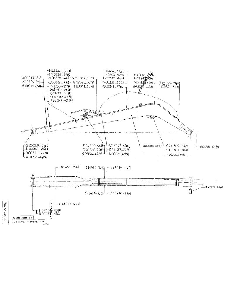 Part diagram HANDLING BOOM 7,8M - CRAWLER EXCAVATORS Case 170B (CASE/POCLAIN EXCAVATOR - REHANDLING ATTACHMENT (1/85-12/89)) | 777parts.com