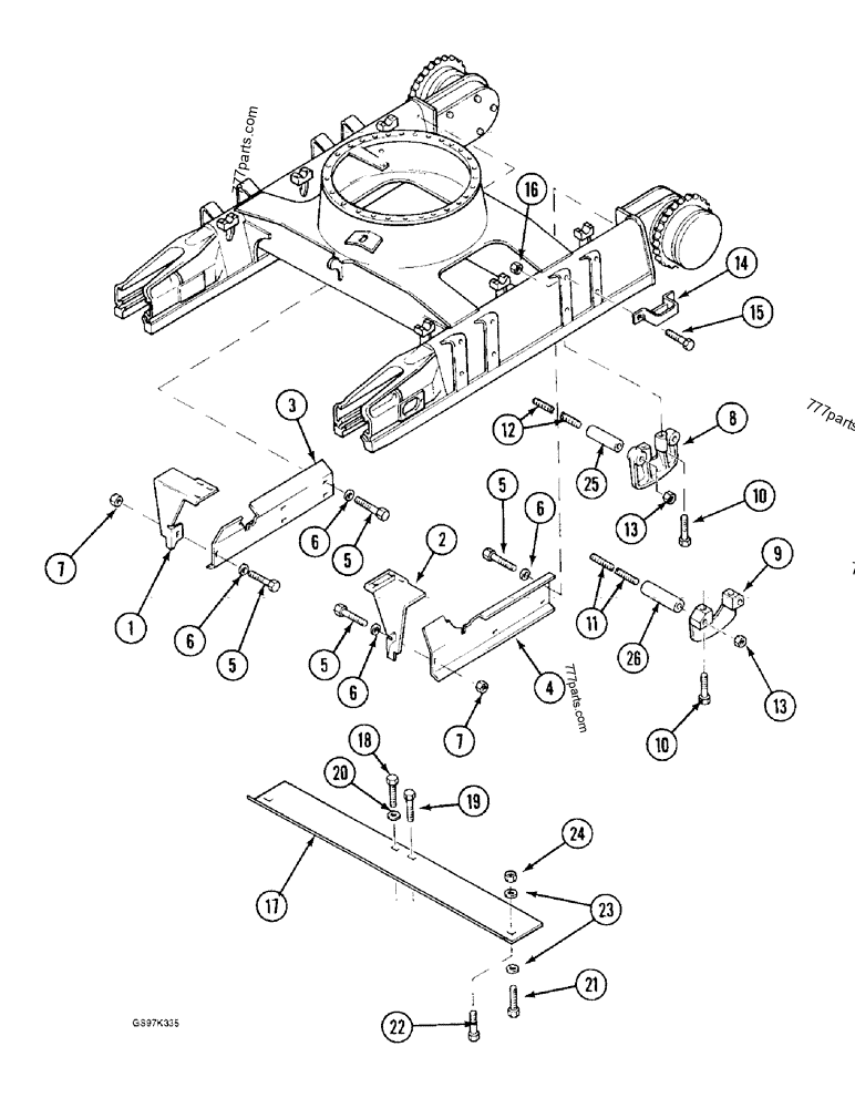 Part diagram TRACK FRAME AND TUBING GUARDS - CRAWLER EXCAVATORS Case 170C (CASE CRAWLER EXCAVATOR (1/90-12/91)) | 777parts.com