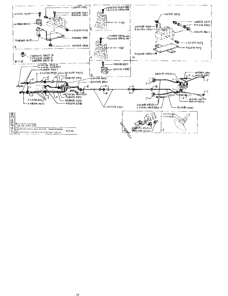 Part diagram HANDLING BOOM LUBRICATION CIRCUIT 11,7M - CRAWLER EXCAVATORS Case 170FG (POCLAIN EXCAVATOR W/ELECTRIC MOTOR (75KW 380V) (1/85-12/92)) | 777parts.com