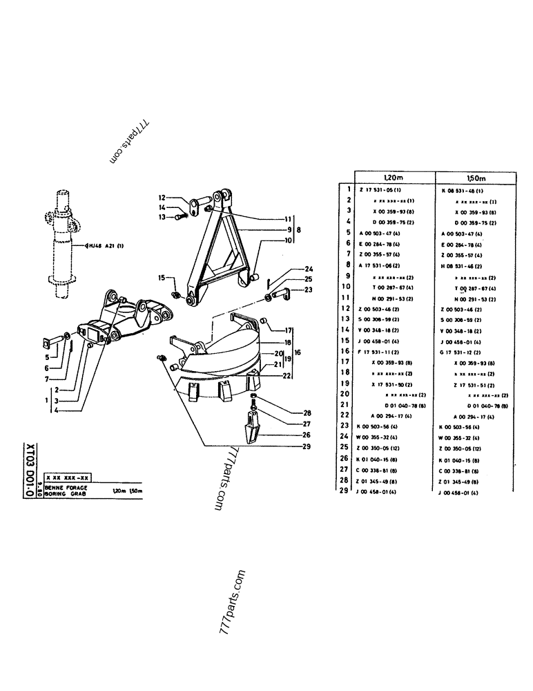 Part diagram BORING GRAB - CRAWLER EXCAVATORS Case 160CL (POCLAIN CRAWLER EXCAVATOR (S/N 8321 & AFTER) (5/76-12/82)) | 777parts.com