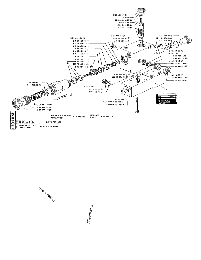 Part diagram SAFETY VALVE ARQP R H20 D 76 MOD - CRAWLER EXCAVATORS Case 170F (POCLAIN EXCAVATOR W/ELECTRIC MOTOR (132KW 380V) (1/85-12/92)) | 777parts.com