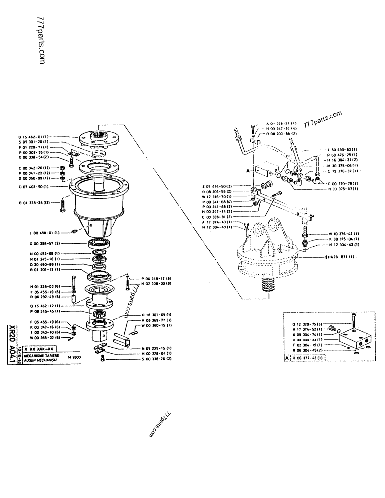 Part diagram AUGER MECHANISM - CRAWLER EXCAVATORS Case 160CL (POCLAIN CRAWLER EXCAVATOR (S/N 8321 & AFTER) (5/76-12/82)) | 777parts.com