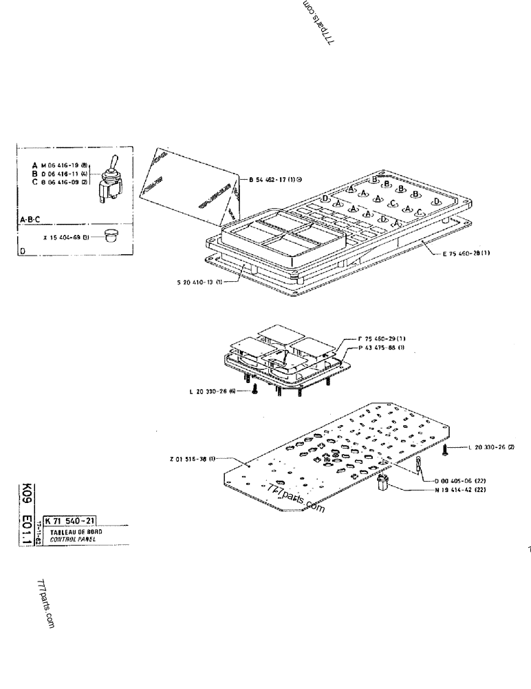 Part diagram CONTROL PANEL - CRAWLER EXCAVATORS Case 220 (POCLAIN CRAWLER EXCAVATOR (1/88-12/92)) | 777parts.com