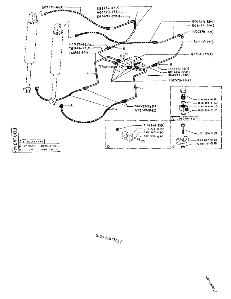 Part diagram AUTOMATIC LUBRICATION - CRAWLER EXCAVATORS Case 170FG (POCLAIN EXCAVATOR W/ELECTRIC MOTOR (75KW 380V) (1/85-12/92)) | 777parts.com