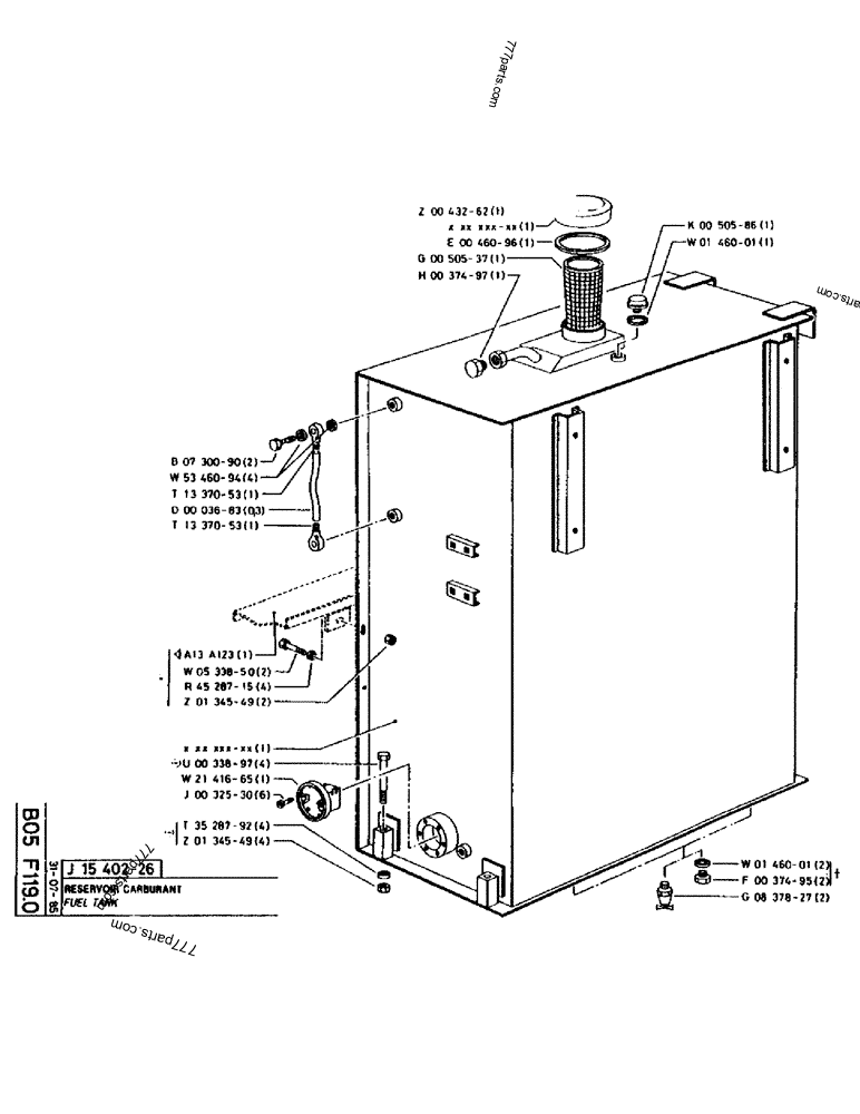 Part diagram FUEL TANK - CRAWLER EXCAVATORS Case 170 (POCLAIN CRAWLER EXCAVATOR (S/N 12341 TO 12492) (5/85-12/92)) | 777parts.com